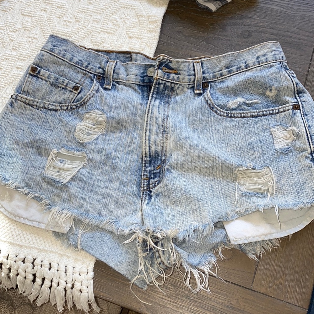 High waisted jean shorts